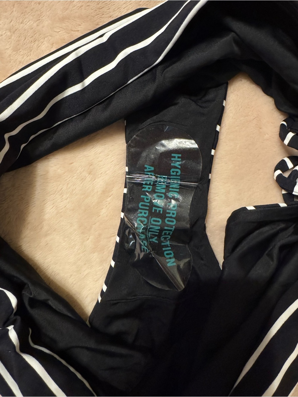 Calia high waisted swim bottom, black & White Striped, size large. NWT - Picture 4 of 4